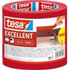 tesa Nastro da Imbianchino Excellent - Rosso - 50m x 50mm | Nastro Adesivo con Supporto in Carta Sottile per la Tinteggiatura Interna - Adatto a ogni Vernice, Smalto e Velatura