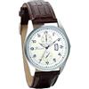 JewelryWe Orologio da polso uomo, numero e calendario,pelle,catena colore: nero display colore :bianco