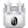 QXQ Cuffie Bluetooth, Auricolari Bluetooth 5.4 Hi-Fi Stereo con 4 ENC Mics, 40 Ore Mini Cuffie Wireless Cancellazione Rumore Cuffiette Bluetooth, Cuffie Senza Filo per Android/iOS, Bianco Lucido
