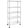 DEODATO Scaffale con ruote in metallo 5 ripiani Pitagora 76x180x35 cm cromo