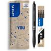 PILOT - Set di 1 FriXion Ball 07 Plus + 1 set di 3 Ricariche - Penna Roller Cancellabile - Penna Retrattile e Ricaricabile - Nero - Punta Media