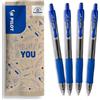 PILOT - Set di 4 G2 - Penne roller in gel a scatto e ricaricabili - Eccellente comfort di scrittura - Blu - Punta Media