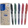 PILOT - Set di 5 FriXion Ball 07 - Penna a Inchiostro Termosensibile Cancellabile - Penna roller Ricaricabile - Nero, Verde, Rosso, Viola, Rosa - Punta Media
