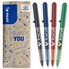 PILOT - Set di 4 V-Ball 05 - Penne Roller con Inchiostro Liquido - Punta Conica Fine per una Scrittura Fluida e Precisa - Asciugatura rapida - Nero, Blu, Rosso, Verde - Punta Fine