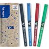 PILOT - Set di 4 V5 - Penna roller con Inchiostro liquido a punta Fine per una scrittura fluida e precisa - Asciugatura rapida, non sanguina - Nero, Blu, Rosso, Verde - Punta Fine (0,5mm)