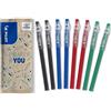 PILOT - Set di 8 FriXion Ball Stick - Penna a Inchiostro Termosensibile Cancellabile - La FriXion Economica - 2 Nero, 2 Blu, 2 Rosso, 2 Verde - Punta Media