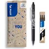 PILOT - Set di 1 penna Frixion Ball Clicker + 1 set da 3 ricariche - Penna a sfera retrattile cancellabile con inchiostro termosensibile - Penna a sfera ricaricabile ed ergonomica - Blu - Punta media