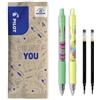 PILOT - Set di 2 G2 Flow + 2 Ricariche - Edizione Limitata - Penne a Sfera con Inchiostro Gel - Retrattili e Ricaricabili - Corpo Giallo, Verde - Inchiostro Nero - Punta Media