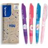 PILOT - Set di 3 FriXion Ball + 1 Evidenziatore FriXion Light - Penne Cancellabili - Edizione Limitata Sweet Paradise - Roller Ricaricabili - Inchiostro Blu - Punta Media