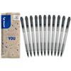PILOT - Set di 10 +1 Omaggio BPS Matic - Penna a Sfera - Scrittura Ultra-Scorrevole e Confortevole - Ricaricabile e Retrattile - Nero - Punta Fine
