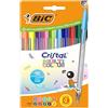 BIC Penne a Sfera Cristal Multicolour Punta Larga (1,6 mm) - Inchiostro di Colori Classici, Fluo e Divertenti Assortiti, Confezione da 20