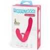 LoveHoney Happy Rabbit Silicone Strapless Strap On Rabbit Vibe, Waterproof Rechargeable 15 Function -Pink - 500 g