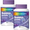 Massigen - Sonno Gummy, Integratore Alimentare con Melatonina e Estratti Naturali, Due Confezioni 60 Caramelle da 3,3 g, Vitamine Gommose, Gusto Mirtillo, Per Rilassamento e Sonno