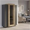 Dmora - Vetrina Kevin, Credenza con Tre Ante, Mobile da Soggiorno Multiuso, 100% Made in Italy, cm 80x38h121, Antracite e Acero