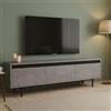 Dmora - Mobile Porta TV Hydra, Credenza da Soggiorno, Armadio Basso per TV, Base Parete attrezzata, 160x36 h45 cm, Argento e Nero