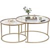 Dmora Set di 2 tavolini da Salotto Ragalna, Tavolo Basso da caffè, Portariviste per Divano, Ripiano da Soggiorno, 80x80 h43 cm, Oro e Trasparente