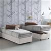 Dmora Letto Singolo Laura, Letto Contenitore con Rivestimento in Tessuto, 100% Made in Italy, Apertura Frontale, Adatto per Materasso Cm 90x200, Bianco