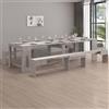 Dmora - Panca Torquato, Set di 2 sedute per Tavolo da Pranzo, Panche allungabili, 290x25h45 cm, Grigio