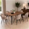 Dmora - Set di 6 sedie Stinson, Poltrona rivestita in velluto, Sedia da pranzo imbottita, Seduta per riunioni, 51x54h82 cm, Grigio tortora
