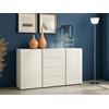 Dmora - Credenza Libreville, Buffet da soggiorno, Madia da salotto, Dispensa da cucina, Made in Italy, 140x38h92 cm, Bianco lucido e Antracite