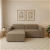 Talamo Italia - Divano fisso con penisola Daniela, Divano componibile con chaise longue sinistra, Sofà moderno in tessuto, 100% Made in Italy, Cm 240x170h70, Tortora