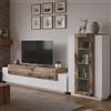 Dmora Parete Attrezzata Mirko 45x280x121h cm Bianco Lucido Modulabile 12 Ripiani, 14 Vani Made in Italy