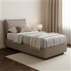 Talamo Italia - Letto singolo Carla, Letto contenitore con rivestimento in tessuto, 100% Made in Italy, Apertura frontale, adatto per materasso Cm 90x200, Tortora