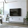 Dmora - Mobile porta TV Malina, Credenza da soggiorno, Armadio basso per TV, Base parete attrezzata, 150x36 h44 cm, Bianco