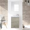 Dmora - Mobile sottolavabo Peoria, Mobiletto per bagno sospeso, Armadio a 1 anta con specchio e lavabo, 40x22h58 cm, Rovere