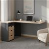 Dmora - Scrivania Pinot, Scrittoio Multiuso, Tavolo per Ufficio Porta PC, Piano di Lavoro, 150x100 h76 cm, Rovere e Grigio