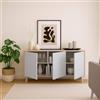 Dmora - Credenza Weddell, Buffet da Soggiorno, Madia da Salotto, Dispensa da Cucina, 154x40h72 cm, Rovere e Bianco