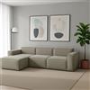 Talamo Italia - Divano Fisso con penisola Jessica, Divano componibile con penisola Sinistra, Sofà Moderno in Tessuto, 100% Made in Italy, Cm 300x170h70, Tortora