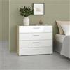 Dmora - Cassettiera Marinette, Settimino Multiuso, Comò Camera da Letto, Mobile con cassetti, 80x40 h68 cm, Quercia e Bianco Lucido