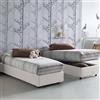 Dmora Letto Singolo Caterina, Letto Contenitore con Rivestimento in Tessuto, 100% Made in Italy, Apertura Frontale, Adatto per Materasso Cm 80x200, Bianco