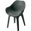 Dmora Sedia da Esterno Fivizzan Nero Antracite 2 Sedie Braccioli, Peso Supportato 120 kg Made in Italy