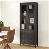 Dmora - Vetrina Laurette, Credenza espositiva, Vetrinetta multiuso, Madia da soggiorno, 78x33 h199 cm, Nero