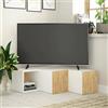 Dmora - Mobile Porta TV Bliksem, Credenza da Soggiorno, Armadio Basso per TV, Base Parete attrezzata, 90x92 h32 cm, Bianco e Quercia