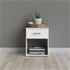 Dmora Comodino 35.95x37.6x47.5h cm Bianco Un Cassetto Apertura Scorrevole, Chiusura Scorrevole