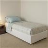 Dmora Talamo Italia - Letto singolo Lucia, Letto contenitore con rivestimento in ecopelle, 100% Made in Italy, Apertura frontale, adatto per materasso Cm 90x200, Bianco