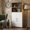 Dmora - Credenza Louna, Buffet da Soggiorno, Madia da Salotto, Dispensa da Cucina, 89x40 h186 cm, Quercia e Bianco