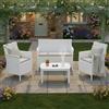 Dmora set Salotto da Esterno Roccacar Bianco 4 Posti un Tavolino, Salottino Outdoor Made in Italy