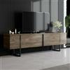 Dmora - Mobile porta TV Centaurus, Credenza da soggiorno, Armadio basso per TV, Base parete attrezzata, 180x30h50 cm, Noce e Nero