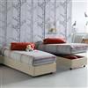Talamo Italia Letto Singolo Asia, Letto Contenitore con Rivestimento in Tessuto, 100% Made in Italy, Apertura Frontale, Adatto per Materasso Cm 80x190, Beige