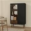 Dmora - Vetrina Zoe, Credenza espositiva, Vetrinetta multiuso, Madia da soggiorno, 102x40 h162 cm, Nero e Noce