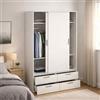 Dmora - Guardaroba 2 ante Regine, Mobile camera da letto, Cabina armadio portabiti, Armadio appendiabiti, 121x60 h200 cm, Bianco
