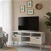Dmora - Mobile porta TV Brigitte, Credenza da soggiorno, Armadio basso per TV, Base parete attrezzata, 117x39 h57 cm, Bianco e Quercia