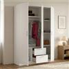 Dmora Guardaroba 3 Ante Argentella 52x150 cm Bianco 2 Cassetti 5 Ripiani, Armadio Camera da Letto Appendiabiti