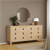 Dmora - Credenza Josette, Buffet da soggiorno, Madia da salotto, Dispensa da cucina, 160x38 h80 cm, Rovere