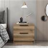 Dmora Comodino Chort 50x47x40h cm Marrone Noce 2 Cassetti Un Ripiano, Apertura Scorrevole