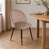 Dmora - Sedia Stinson, Poltrona rivestita in velluto, Sedia da pranzo imbottita, Seduta per riunioni, 51x54h82 cm, Grigio tortora